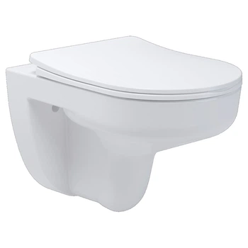 3810825 Simple Підвісний безобідковий унітаз з кришкою soft-close, Vortex Flush, білий глянець (1 сорт) DEVIT 3810825