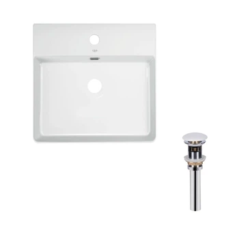 Прямоугольная раковина с донным клапаном QTAP NANDO LT QT12112173SWN47323