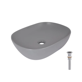 Раковина накладная Qtap Aquarius 470x380x120 мм, Stone grey, прямоугольная, с донным клапаном QTAQA188SG49780 QTAP QTAQA188SG49780