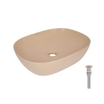 Раковина накладная Qtap Aquarius 470x380x120 мм, Beige, прямоугольная, с донным клапаном QTAQA188SB49781 QTAP QTAQA188SB49781