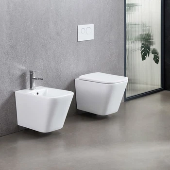 DFL0520400W Flow square Біде 485x345x330мм з отвором під змішувач, білий глянець (1 сорт) DEVIT DFL0520400W