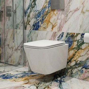 DFL0520111W Flow square Підвісний безобідковий унітаз з кришкою soft-close, Vortex Flush, білий глянець (1 сорт) DEVIT DFL0520111W