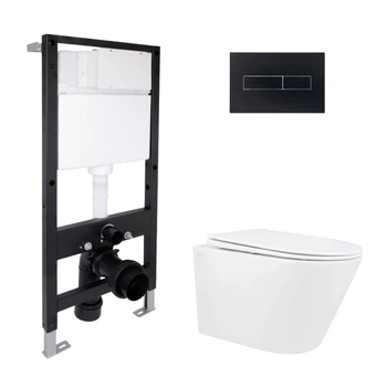 Комплект инсталляция с унитазом Rimless 520x360x320 Standard QTAP SWAN QT16335178W51638