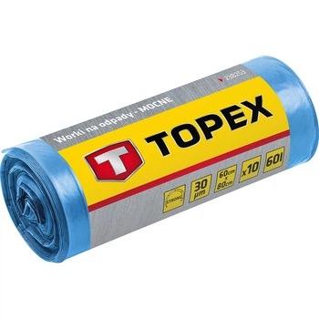 Мішки для сміття Topex 23B259 240 л сині 10 шт. розмір 120x150 см ПВД