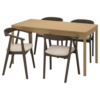 Стіл і 4 стільці ІКЕА TONSTAD / STOCKHOLM 150x80 см темно-коричнева ясенева обробка Tresund (s19634337)