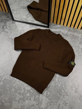 Чоловічий гольф демісезонний Stone Island в'язаний XL коричневий (SI10131)