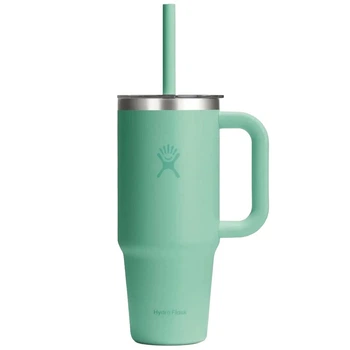 Термокухоль Hydro Flask Travel Tumbler Clear Lid з нержавіючої сталі з кришкою та трубочкою для холодних напоїв, 700 мл, зелений