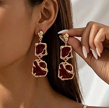 Сережки жіночі подовжені підвіски jewelry Бордові