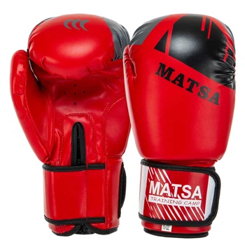 Перчатки боксерские на липучке PU MATSA MA-7301 Красный 12 унций