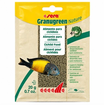 Корм для травоядных цихлид Sera Granugreen Nature (гранулы) — 20 г