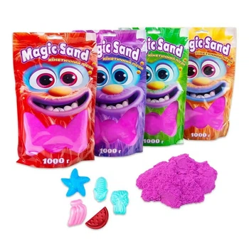 Кинетический песок (Вик 3+) Magic sand в пакете фиолетовый 1 кг Strateg 39404-4 (видео в описании)