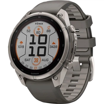 Garmin Fenix 9 Pro Solar 47mm Titanium with Pebble Gray/Silver Gray Silicone Band (010-04338-05/06) [177382]