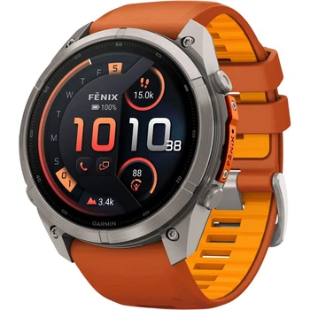 Смарт-годинник Garmin Fenix 9 Pro inReach 47mm Titanium with Autumn Orange/Spark Orange Silicone Band (010-04336-00/01) [177386]