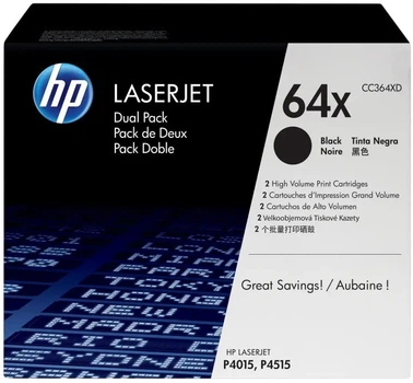 Zestaw kaset z tonerem HP 64X CC364XD 2 szt. Black (0884962061459)