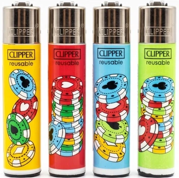 Набір кремнієвих запальничок Clipper Standard Poker Games 3, 4 шт, 75 х 16 мм