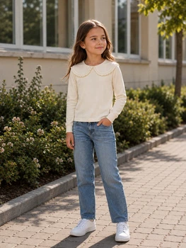 Лонгслів для дівчинки з комірцем Kiddo Айворі розмір 98 (KIDDO-B9AFE2E057C942C29C62DD6A675A3284)
