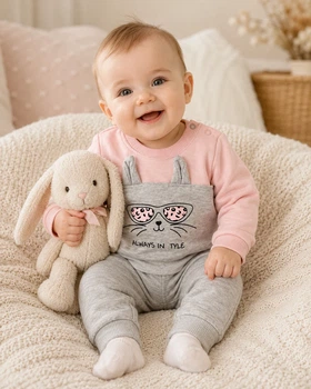 Костюм с котиком в очках "Always in style" Kiddo розовый 68 см