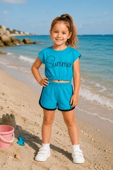 Костюм детский 'Summer' для девочки Kiddo голубой 116 см