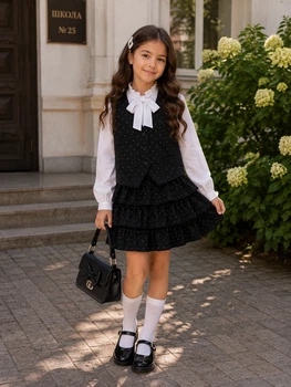 Костюм для девочки «Shine School» Kiddo черный 146 см
