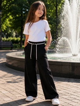 Штани котонові Palazzo Black Kiddo Чорний розмір 158 (KIDDO-E4748490C9DB445F9B1EC9270166672F)