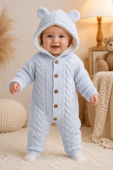 Комбинезон теплый вязаный Little Bear Kiddo голубой 74 см