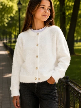 Кардиган Cozy Alpaca Kiddo Молочний розмір 140 (KIDDO-C7A9E22774634667B25BDF6EE81A5125)