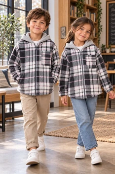 Кофта флісова Cozy Grid з капюшоном Kiddo сірий 122 см