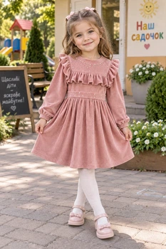 Тепла сукня Crystal Ruffle з оксамитового трикотажу Kiddo Пудра розмір 98 (KIDDO-D1EE54D5EAFA48F28511A063DB1F293C)