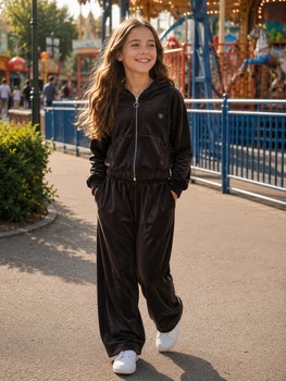 Костюм велюровий Velvet Palazzo Trend Kiddo шоколадный 128 см
