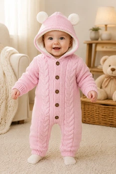 Комбинезон теплый вязаный Little Bear Kiddo розовый 74 см