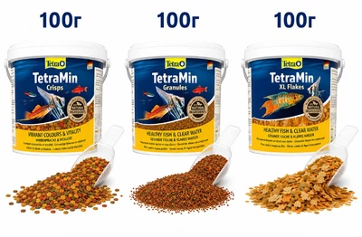Набор фасованных кормов для аквариумных рыбок Tetra "TetraMinSet" (3 вида кормов TetraMin) - 300 г