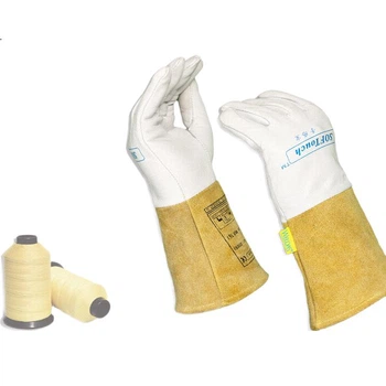 Сварочные перчатки Weiteshi TIG/MIG, первый слой, овчина, длинные рукава, модель 10-1009-XL, пара + кожаные рукава.