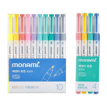 Імпортний двосторонній маркер Monami для студентів, кольоровий маркер великої ємності для щоденників, набір з 4 кольорів "Свіже повітря" 06023Z04-FA