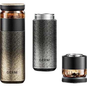 Термокружка Germ Pure Titanium для мужчин и женщин, оздоровительная кружка для воды с ситечком для чая, титановая кружка в подарок на День отца, 520 мл, золотистый цвет.