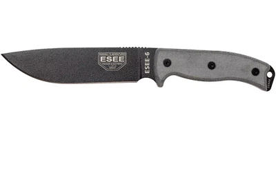 Ніж туристичний для польової кухні Esee Model 6 Gray Micarta ESEE-6P-B