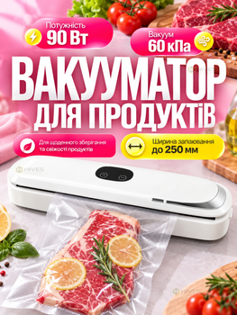 Вакуумный упаковщик 90 Вт для продуктов и мяса, дисплей, вакуум 60 кПа, ширина запаивания до 250 мм.