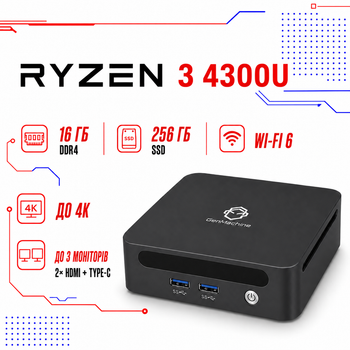 Мини-ПК GenMachine Ren 4000 / Ryzen 3 4300U / RAM 16GB / SSD 256GB / LAN / Wi-Fi / Bluetooth / Windows 11 / Черный
