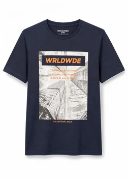Футболка из хлопка Jack & Jones 122224512c64 M темно-синяя (100015244)