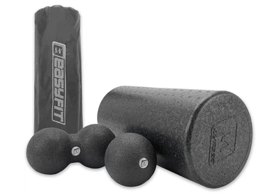 Набір для масажу EasyFit 3-в-1 EPP-піна чорний ролик + 2 м’ячі для масажу спини йоги та реабілітації (EF-2005-L)