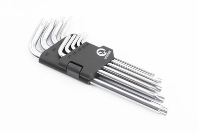 Набор Г-образных ключей удлинённых с отверстием TORX (T10/T15/T20/T25/T27/T30/T40/T45/T50) CrV (HT-0606)