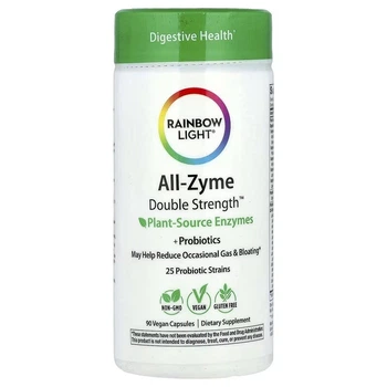 Травні ферменти, All-Zyme, Plant Source Enzymes Probiotics, Rainbow Light, 90 веганських капсул
