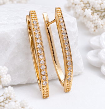 Серьги Xuping Jewelry длина 3.5см ширина 3мм с цирконием медзолото позолота 18К стрелы с827