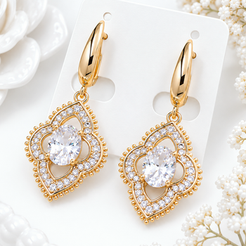 Сережки Xuping Jewelry довжина 4.2см ширина 1.7см медичне золото позолота 18К с1645