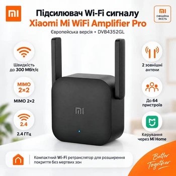 Підсилювач WiFi Сигналу Ретранслятор Xiaomi Mi Amplifier Pro Range Extender / DVB4352GL Global Version