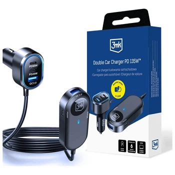 Автомобильное зарядное устройство 3mk Double Car Charger PD | QC 135W 2xUSB-A/4xUSB-C Grey (5903108605502)