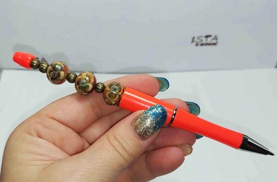 Ручка дизайнерская с авторскими бусинами с добавлением серебра 12142 ISTA Lampwork