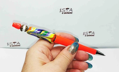 Ручка дизайнерская с авторскими бусинами с добавлением серебра 12184 ISTA Lampwork