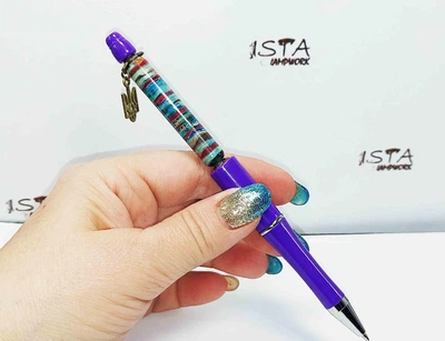 Ручка дизайнерская с авторскими бусинами с добавлением серебра 12191 ISTA Lampwork