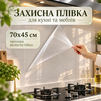 Самоклеящаяся прозрачная защитная пленка для стен, мебели, столешницы 70х45см