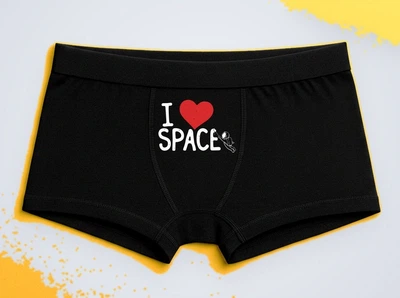 Мужские трусы-боксеры с принтом I love space Люблю космос Черный M